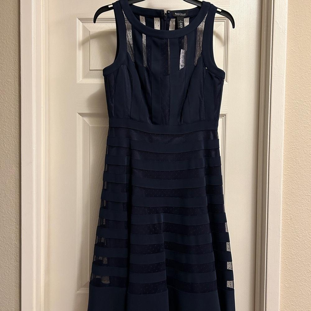 White House Black Market Navy Mesh Dress